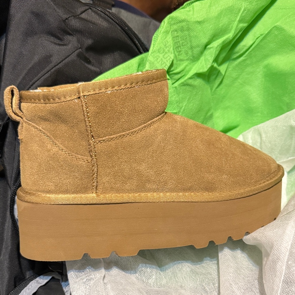 Tan Platform Ankle Boots